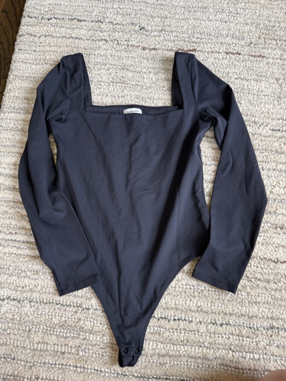 Aritzia Black Square-Neck Long Sleeve Bodysuit